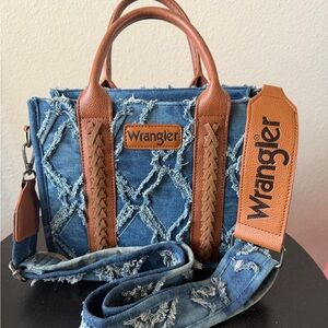 Wrangler Distressed Denim and Brown Satchel